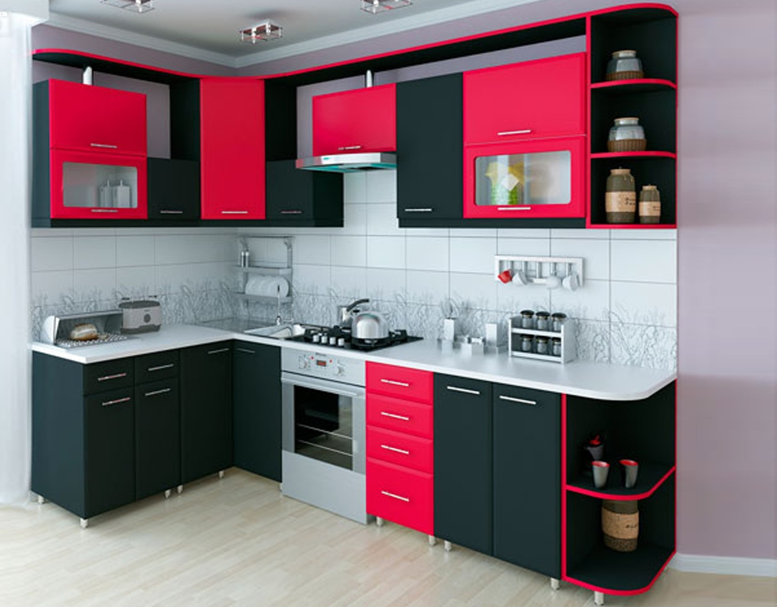 Сборка мебели ами. Кухня угловая красная. Кухонный гарнитур угловой черно красный. Угловые кухни из пластика. Ами мебель кухни.